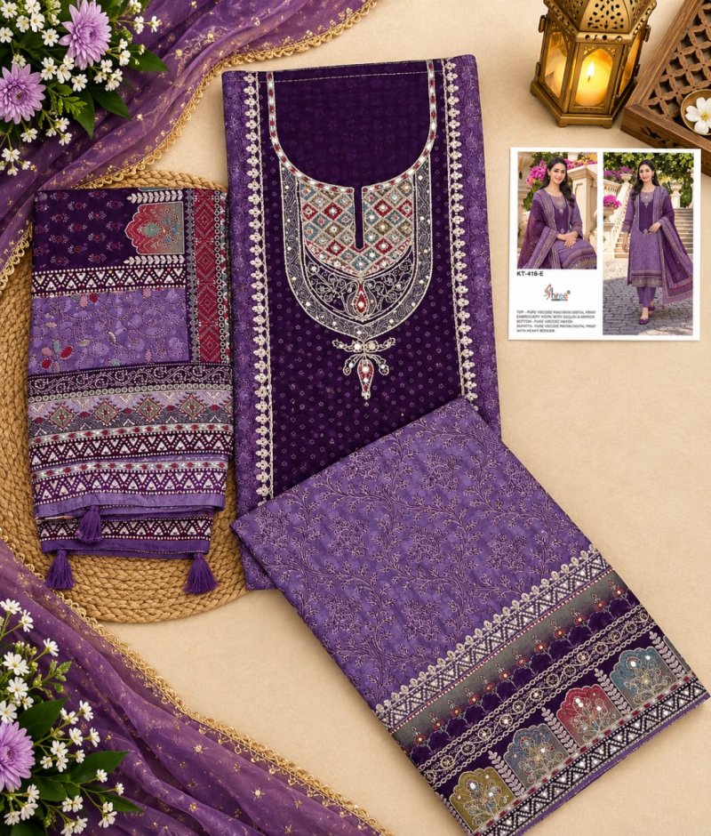 Kt 416 A To E By Shree Viscose Muslin Pakistani Salwar Suits 